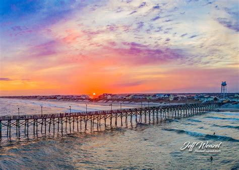 JW004: Surf City Pier Sunset with 3 Surfers – Above Topsail