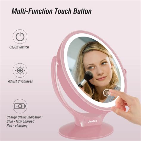 Snapklik.com : Aesfee LED Lighted Makeup Vanity Mirror Rechargeable,1x/7x Magnification Double ...