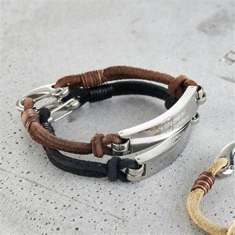 Personalised Men’s Leather Cord Bracelet By Posh Totty Designs