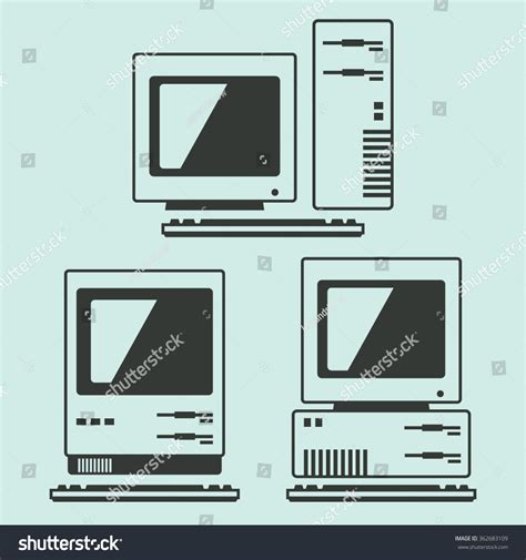 Old Computer Icon Set. Vector Illustration - 362683109 : Shutterstock