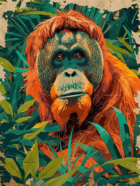 Premium Photo | Collage of Sumatran Orangutan With Rainforest Themed Torn Paper Collage Poster ...