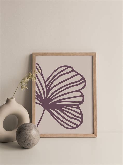 Mauve Decor/ Mauve Wall Art Set/ Botanical Line Art/ Fine Line - Etsy