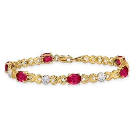 14k 14kt Yellow Gold Diamond and Ruby Bracelet 7 inch X 5 mm | eBay