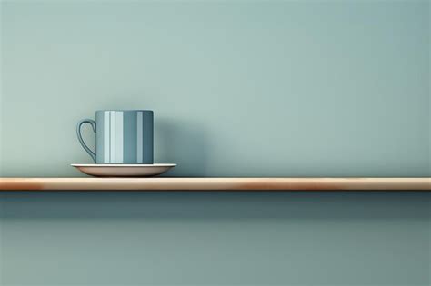 Premium AI Image | Minimalistic office shelf with a laptop and a cup