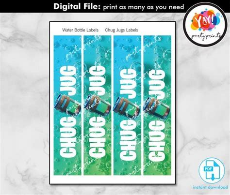 Chug Jug Label Printable DIGITAL instant download PDF file . Gatorade Bottle Labels for Fortni ...