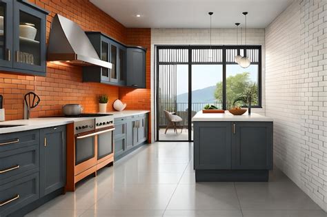 Premium AI Image | a kitchen with a stove, oven, stove, and sink.