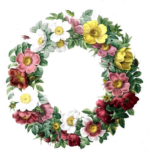 Free Vintage Clip Art - Rose Wreath - The Graphics Fairy