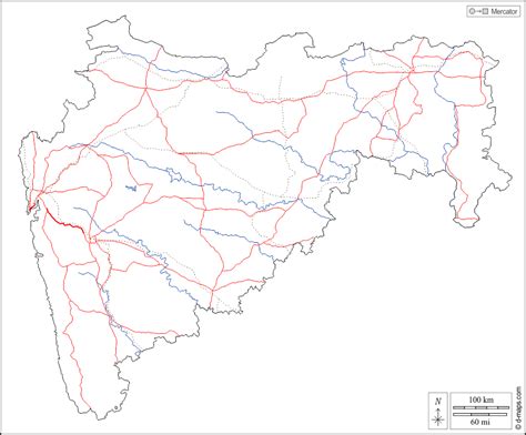 Maharashtra free map, free blank map, free outline map, free base map outline, hydrography ...