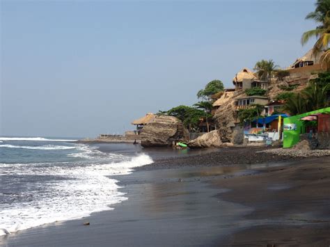 El Tunco beach in El Salvador ... Black sand Travel Sites, Travel Destinations, Black Sand ...