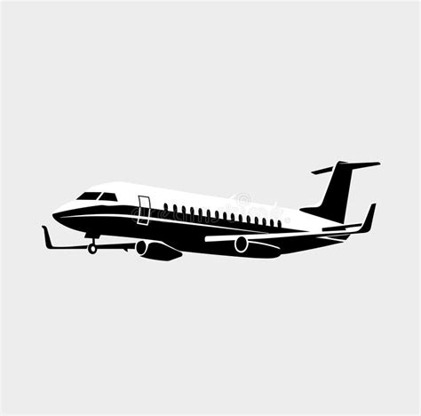 Airplane Silhouette on White Background, Vector Stock Vector ...