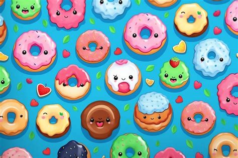 Premium AI Image | cute donut cartoon colorful wallpaper