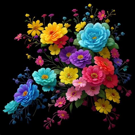 Premium Photo | Rainbow colors flowers bouquet