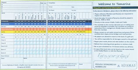 Tamarina GC – Golf Scorecards