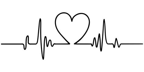 hand drawn heart with heartbeat Isolated on white background. Vector ...