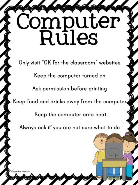 Classroom computer rules posters