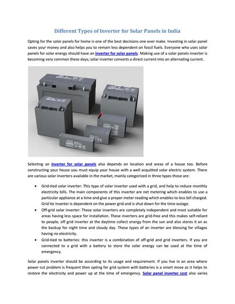 Different types of inverter for solar panels in india by Solarin Solar ...