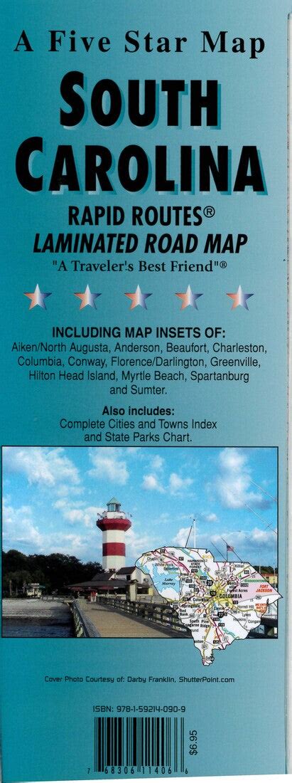 In Stock: SouthCarolina: Rapid Routes: Laminated Road Map – World Road Maps