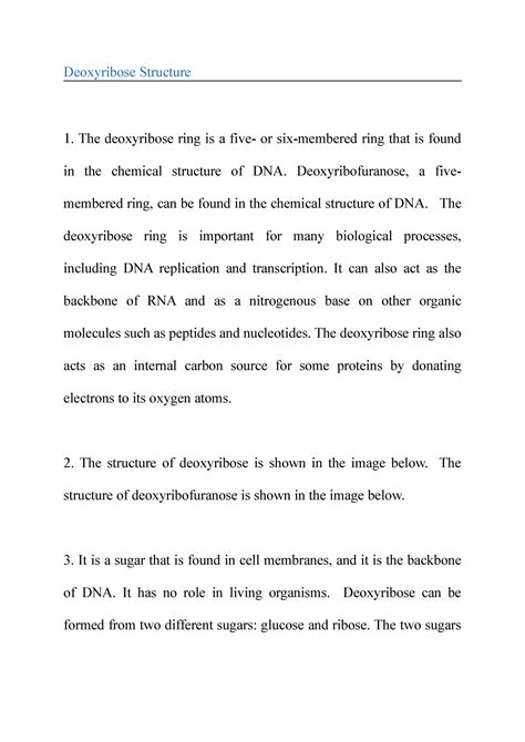 Deoxyribose Structure - Deoxyribose Structure The deoxyribose ring is a ...