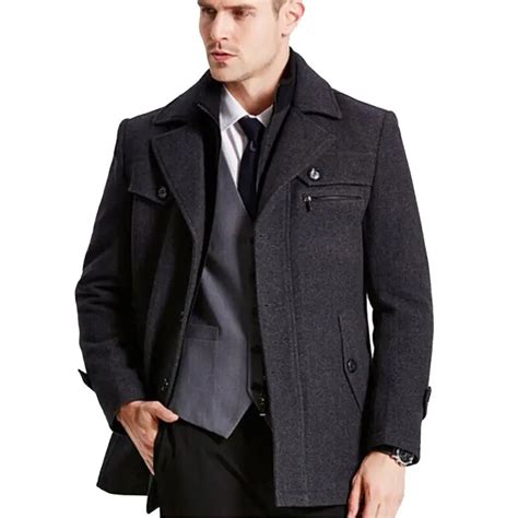 New mens winter wool Coat Men Slim Fit Fashion Jackets Mens Casual Warm ...