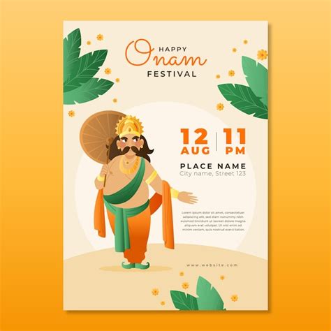 Free Vector | Gradient onam vertical poster template