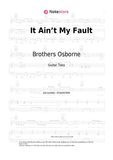 It Ain’t My Fault tabs guitar Brothers Osborne in Note-Store.com | Guitar.Tabs SKU GTA0097999