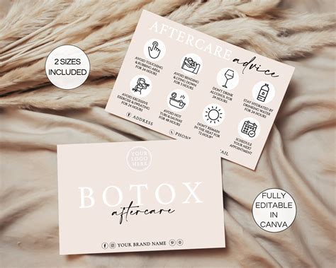 Botox Aftercare Card, Editable Botox Filler Aftercare Cards, Printable ...