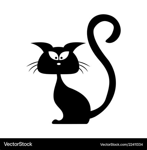 Halloween black cat silhouette cartoon clipart Vector Image