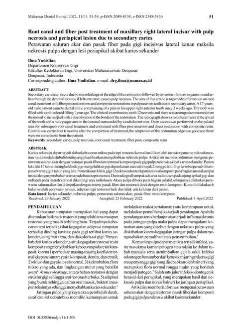 (PDF) Root canal and fiber post treatment of maxillary right lateral incisor with pulp necrosis ...