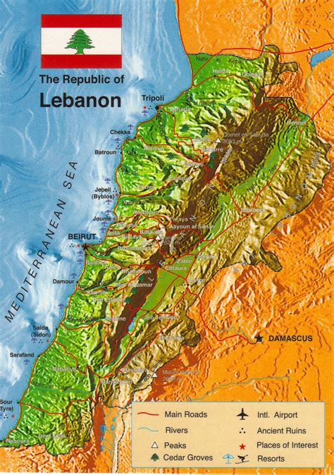 Physical Map Of Lebanon - Cities And Towns Map