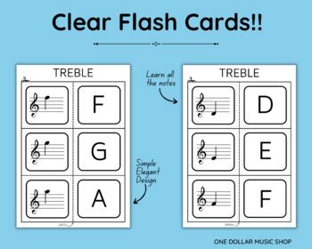 Treble Clef Flashcards with BONUS Blank Flash Cards - Learn Music Notes