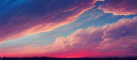 Beautiful sunset sky with pastel pink and purple colors, sunset whit ...