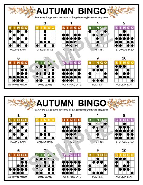 Autumn BINGO Card Patterns for Really Fun BINGO Games Bingo | Etsy