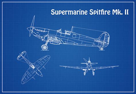 Supermarine Spitfire Mk. II - Airplane Blueprint. Drawing Plans for ...