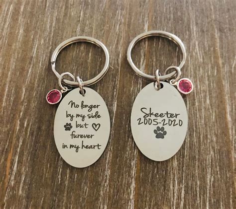 Pet memorial keychain, dog loss keychain, cat loss keychain, custom engraved personalized name ...