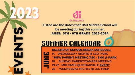 DS3 Middle School Summer Calendar – Blackhawk FYI