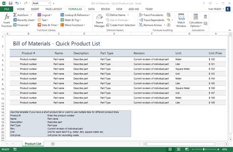 Bill of Materials Template (MS Word/Excel) – Templates, Forms ...