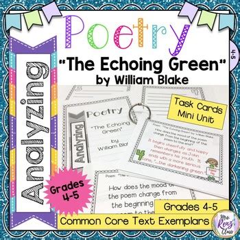 Poetry Task Cards The Echoing Green by William Blake Poetry Analysis