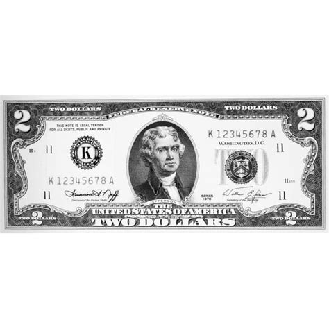 Two Dollar Bill. /Npresident Thomas Jefferson On The Front Of A U.S ...