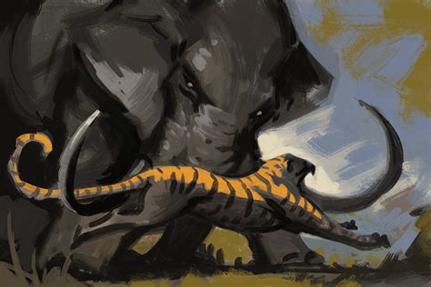 Tiger vs Elephant by AlexAlexandrov on DeviantArt