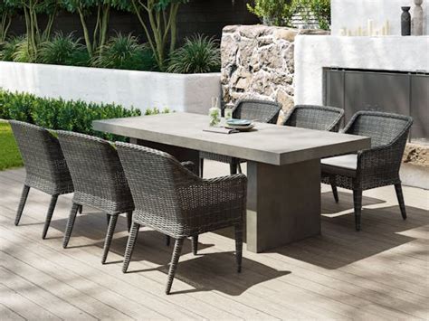 Modulo Concrete Outdoor Dining Table with Sabi Rattan Chairs - Dining ...