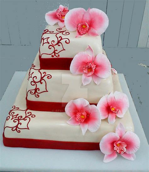Wedding cake with orchids by 6eki on DeviantArt