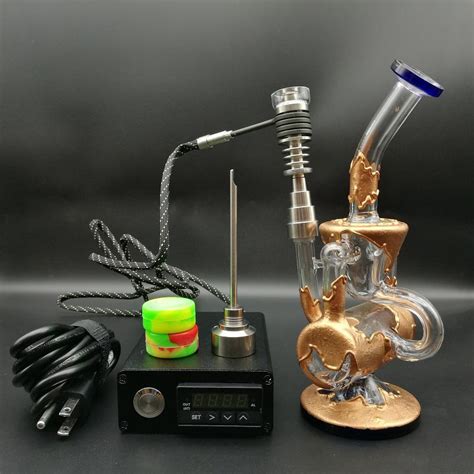 Electric E-Nail Dab Kit W/ Deluxe Golden Glass Dab Rig/Bong - Mr ...