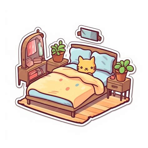 Premium AI Image | A cartoon cat in a bed with a tv screen on the wall.