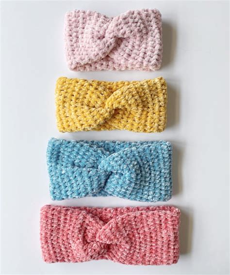 Colorful Crochet Velvet Twist Headbands - Daisy Farm Crafts