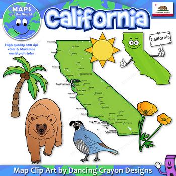 Clip Art of California State Symbols and Map Clipart by Maps of the World