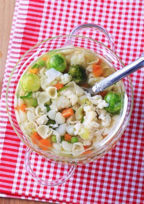 Vegetable Soup With Pasta Shells Stock Photo - Image of shells ...