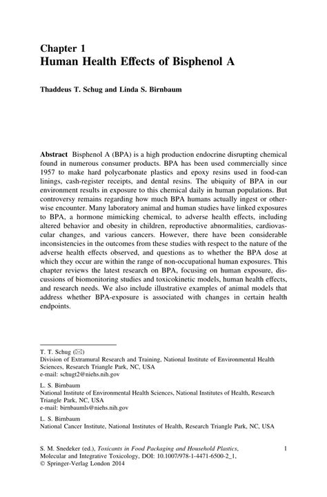 (PDF) Human Health Effects of Bisphenol A