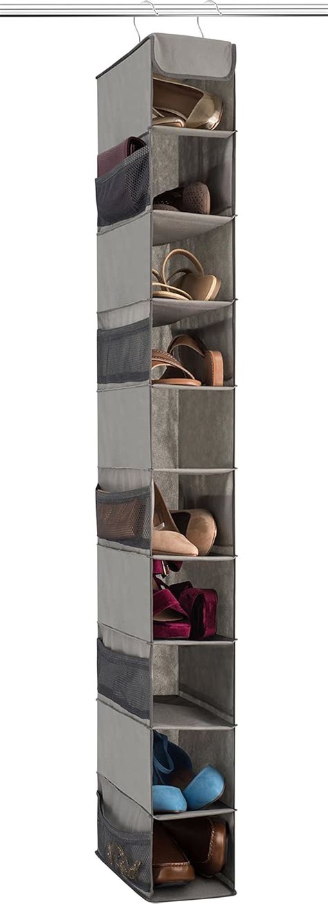 ZOBER 10-Shelf Hanging Shoe Organizer Hanging Closet Shoe Organizer ...