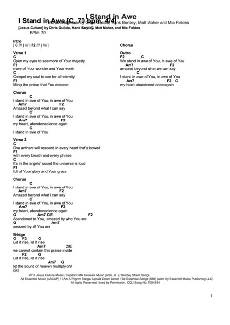 I Stand In Awe Worship Chord Charts printable pdf download