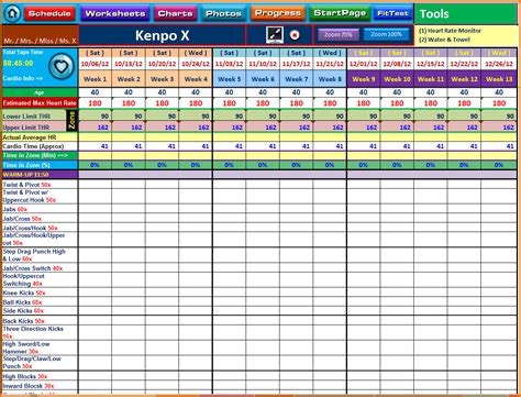 Training Spreadsheet Template — excelxo.com